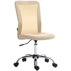 Buy Vinsetto Computer Desk Chair, Mesh Office Chair with Adjustable Height and Swivel Wheels, Armless Study Chair, Beige from Furnituretta