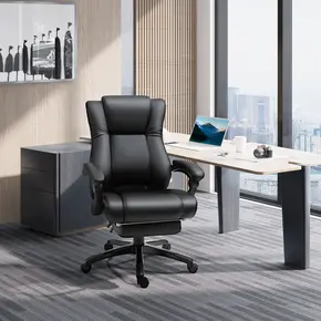 Buy Vinsetto Executive Office Chair for Home, PU Leather Computer Chair, Swivel Desk Chair with Footrest, Wheels, Adjustable Height, Black, 2 from Furnituretta