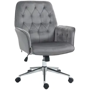 Buy Vinsetto Linen Computer Chair with Armrest, Modern Swivel Chair with Adjustable Height, Dark Grey from Furnituretta