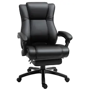 Buy Vinsetto Executive Office Chair for Home, PU Leather Computer Chair, Swivel Desk Chair with Footrest, Wheels, Adjustable Height, Black from Furnituretta