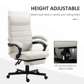 Buy Vinsetto Office Chair, Computer Desk Chair, Fabric Swivel Chair with Adjustable Height and Rolling Wheels for Home Office Work Study, Cream White, 4 from Furnituretta