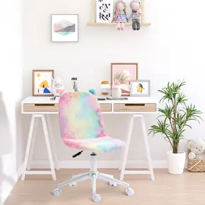 Buy Vinsetto Fluffy Unicorn Office Chair with Mid-Back and Swivel Wheel, Cute Desk Chair, Rainbow Multi-Colored, 2 from Furnituretta