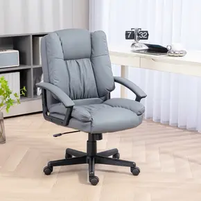 Buy HOMCOM Office Chair, Computer Desk Chair, Mid Back Executive Chair with Adjustable Height and Swivel Rolling Wheels for Home Study, Light Grey, 2 from Furnituretta