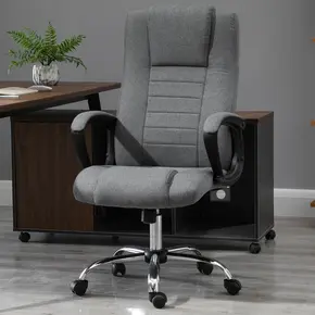 Buy Vinsetto Office Chair, Computer Desk Chair, Linen Fabric Swivel Chair with Adjustable Height, Rolling Wheels for Home and Study, Grey, 2 from Furnituretta