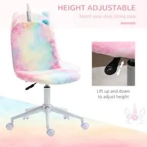 Buy Vinsetto Fluffy Unicorn Office Chair with Mid-Back and Swivel Wheel, Cute Desk Chair, Rainbow Multi-Colored, 5 from Furnituretta