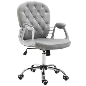 Buy Vinsetto Office Chair, Swivel Desk Chair, Velvet Vanity Chair with Adjustable Height and Rolling Wheels for Home Work Study, Grey from Furnituretta