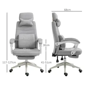 Buy Vinsetto Office Chair, Ergonomic Desk Chair, High Back Fabric Work Chair with 160° Reclining Backrest, Retractable Footrest, Neck and Lumbar Pillow for Home and Study, Grey, 3 from Furnituretta