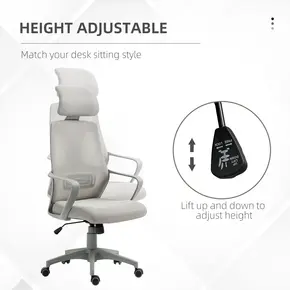 Buy Vinsetto Ergonomic Office Chair, High Back Computer Chair, Mesh Desk Chair with Lumbar Support, Headrest, Wheel, Adjustable Height, Grey, 4 from Furnituretta