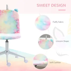 Buy Vinsetto Fluffy Unicorn Office Chair with Mid-Back and Swivel Wheel, Cute Desk Chair, Rainbow Multi-Colored, 4 from Furnituretta