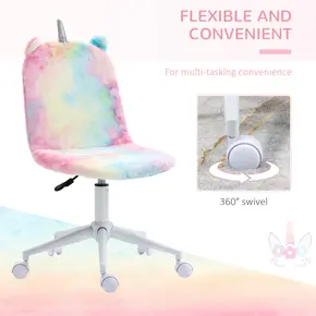 Buy Vinsetto Fluffy Unicorn Office Chair with Mid-Back and Swivel Wheel, Cute Desk Chair, Rainbow Multi-Colored, 6 from Furnituretta