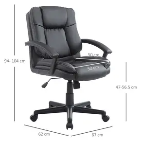 Buy HOMCOM Office Chair, Computer Desk Chair, Mid Back Executive Chair with Adjustable Height and Swivel Rolling Wheels for Home Study, Black, 3 from Furnituretta