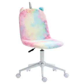 Buy Vinsetto Fluffy Unicorn Office Chair with Mid-Back and Swivel Wheel, Cute Desk Chair, Rainbow Multi-Colored from Furnituretta