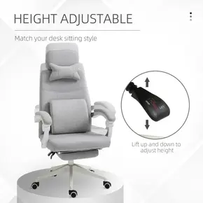 Buy Vinsetto Office Chair, Ergonomic Desk Chair, High Back Fabric Work Chair with 160° Reclining Backrest, Retractable Footrest, Neck and Lumbar Pillow for Home and Study, Grey, 4 from Furnituretta