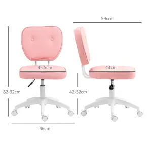 Buy Vinsetto Vanity Office Chair, PU Leather Computer Chair for Home, with Adjustable Height, Armless, Swivel Wheels, Pink, 3 from Furnituretta