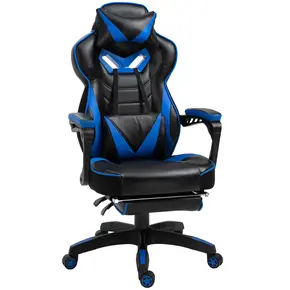 Buy Vinsetto Faux Leather Reclining Gaming Chair, with Footrest - Blue/Black from Furnituretta