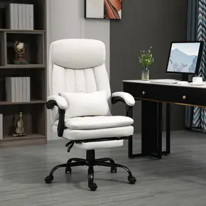 Buy Vinsetto Office Chair, Ergonomic Desk Chair with 6-Point Vibration Massage and Lumbar Heating, Computer Chair with Lumbar Support Pillow, 155° Reclining Back and Footrest, Cream White, 2 from Furnituretta