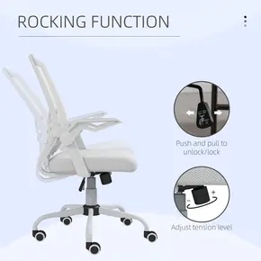 Buy Vinsetto Mesh Office Chair, Computer Desk Chair with Flip-up Armrests, Lumbar Back Support and Swivel Wheels, White, 5 from Furnituretta