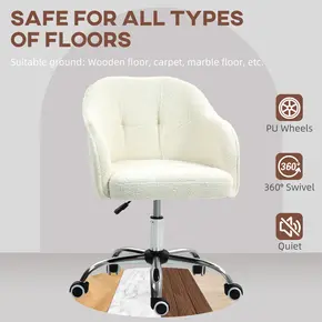 Buy HOMCOM Teddy Fleece Swivel Office Chair - Cream, 5 from Furnituretta