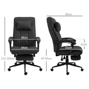 Buy Vinsetto Office Desk Chair with Footrest, Headrest Pillow, Home Office Chair with Reclining Backrest, Swivel Wheels, Black, 3 from Furnituretta