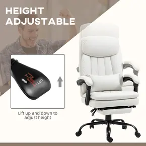 Buy Vinsetto Office Chair, Ergonomic Desk Chair with 6-Point Vibration Massage and Lumbar Heating, Computer Chair with Lumbar Support Pillow, 155° Reclining Back and Footrest, Cream White, 5 from Furnituretta