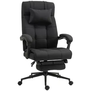 Buy Vinsetto Office Desk Chair with Footrest, Headrest Pillow, Home Office Chair with Reclining Backrest, Swivel Wheels, Black from Furnituretta