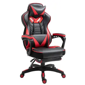 Buy Vinsetto Computer Gaming Chair, Racing Desk Chair with Lumbar Support and Footrest, PU Leather Gamer Chair with Headrest and Swivel Wheels for Home, Red from Furnituretta