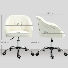 Buy HOMCOM Teddy Fleece Swivel Office Chair - Cream, 3 from Furnituretta