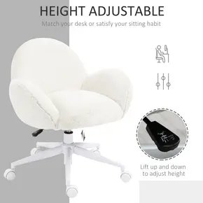 Buy HOMCOM Makeup Vanity Chair, Cute Fluffy Desk Chair with Rolling Wheels for Bedroom Living Room, Cream White, 4 from Furnituretta
