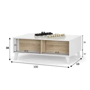 Buy Cannock Coffee Table Oak and White, 2 from Furnituretta