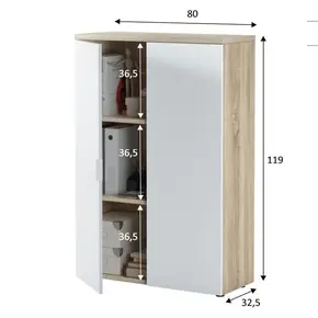 Buy Corby Office Storage Cupboard Oak and White, 3 from Furnituretta