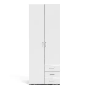 Buy Space Wardrobe 2 Doors 3 Drawers in White 2000, 2 from Furnituretta