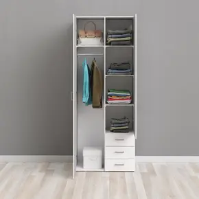 Buy Space Wardrobe 2 Doors 3 Drawers in White 2000, 6 from Furnituretta