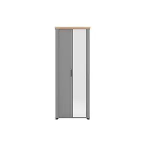 Buy Harwich Grey and Artisan Oak Slim Narrow Shallow Depth Mirrored Wardrobe, 2 from Furnituretta