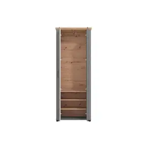 Buy Harwich Grey and Artisan Oak Slim Narrow Shallow Depth Mirrored Wardrobe, 4 from Furnituretta