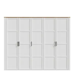 Buy Bohol 5 Door Wardrobe in Riviera Oak/White, 3 from Furnituretta