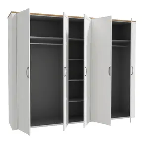 Buy Bohol 5 Door Wardrobe in Riviera Oak/White, 4 from Furnituretta
