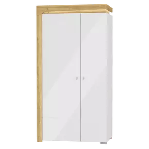 Buy Banff 2 Door Wardrobe with LED Lights Oak Effect and White Gloss, 2 from Furnituretta