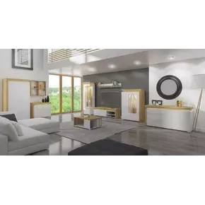 Buy Banff 2 Door Wardrobe with LED Lights Oak Effect and White Gloss, 5 from Furnituretta