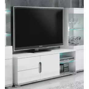 Buy Dunbar TV Unit Cabinet with Lights White High Gloss and Grey, Colour: White from Furnituretta