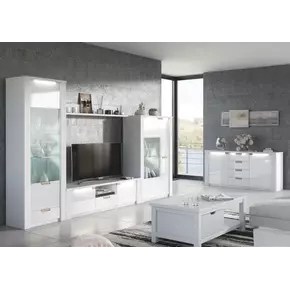 Buy Rye White High Gloss Wide Display Unit Cabinet, 3 from Furnituretta