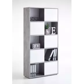 Buy Wigan Tall Home Office Bookcase Concrete Grey and White from Furnituretta