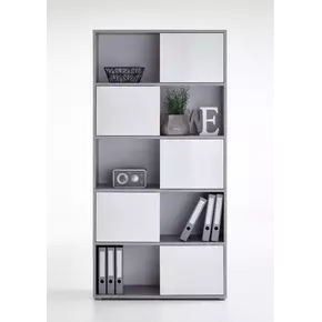 Buy Wigan Tall Home Office Bookcase Concrete Grey and White, 2 from Furnituretta