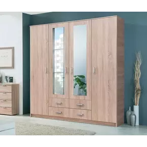 Buy Melrose Wardrobe 4 Door and 2 Drawer Sonoma Oak Effect from Furnituretta