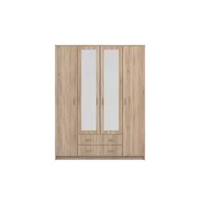 Buy Melrose Wardrobe 4 Door and 2 Drawer Sonoma Oak Effect, 2 from Furnituretta