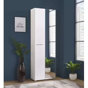 Buy Lanark Mirrored Narrow Wardrobe White from Furnituretta