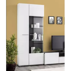 Buy Talbot Modern Tall Wide 2 Door Showcase Display Cabinet in White Gloss from Furnituretta