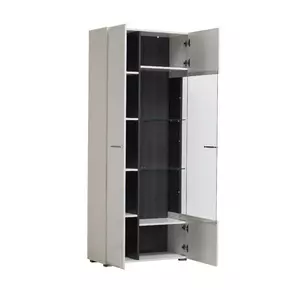 Buy Talbot Modern Tall Wide 2 Door Showcase Display Cabinet in White Gloss, 4 from Furnituretta