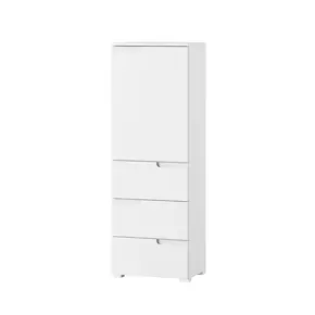 Buy Malton Slim Tallboy Storage Unit with Cupboard and Drawers White Gloss, 2 from Furnituretta