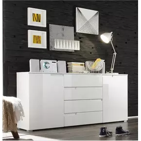 Buy Malton Wide Sideboard Cabinet White High Gloss from Furnituretta
