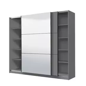 Buy Crewe Large Sliding Door Wardrobe with Mirror Grey 220cm, Colour: Grey, 6 from Furnituretta